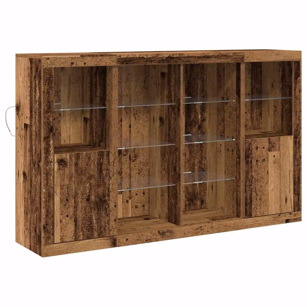 Berkfield Home Rustic Brown Engineered Wood Sideboard with Integrated LED Lights W: 163 cm, D: 37 cm, H: 100 cm – 3