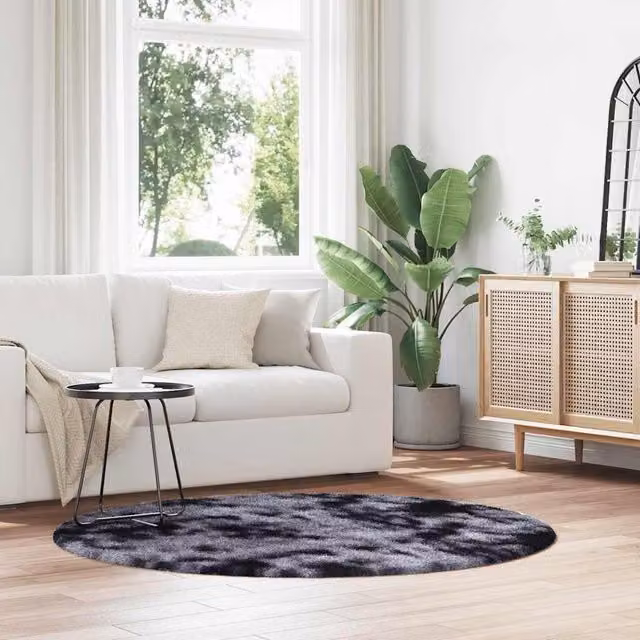Berkfield Home NAVARRA Shaggy High Pile Rug, Dark Grey, W/D/H: 160 x 160 x 1 cm