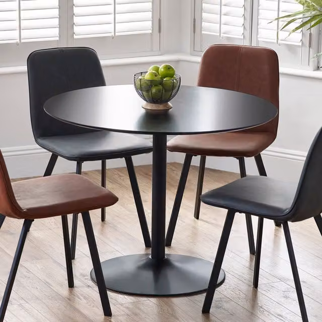 Julian Bowen Nero Round Black Pedestal Dining Table