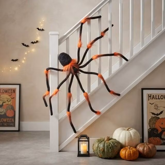 Garden Greatness Creepy Furry Death Spider Halloween Decoration, Black and Multicolour, 1 Pack