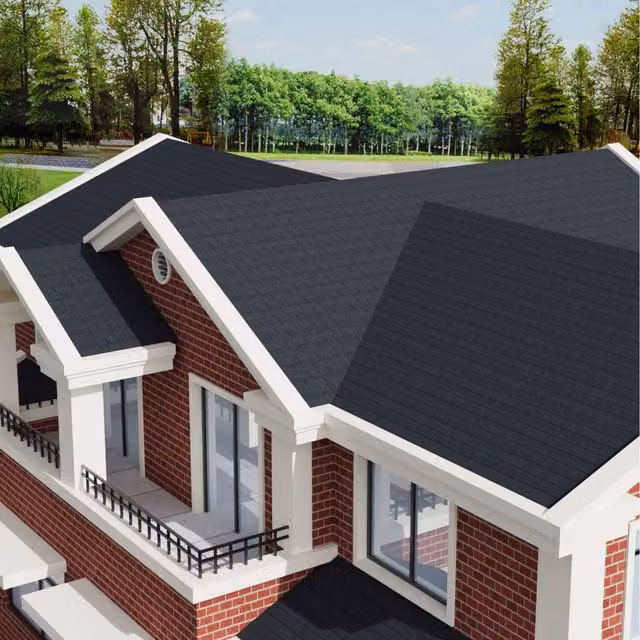 Komore 18-Piece Pack of Rectangular Asphalt Roof Shingles in Black