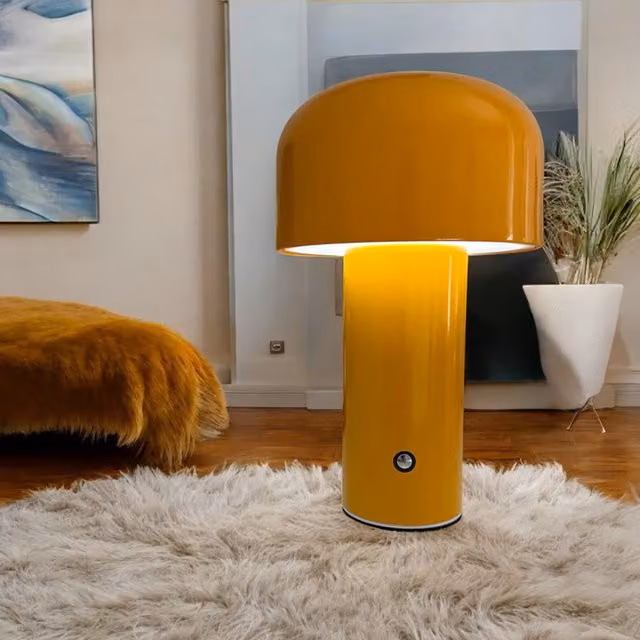 ExtraStar Mushroom Shape LED Tabletop Desk Lamp, Yellow, Dimmable and Rechargeable