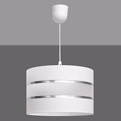 Netlighting Helam Helen Cylindrical Suspended Pendant Ceiling Light in White and Silver, Diameter: 35 cm – 3