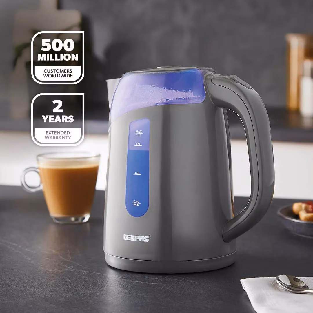 Geepas 2200W Cordless Illuminating Electric Kettle with Auto Shut-off, 1.7 l, Grey – 2