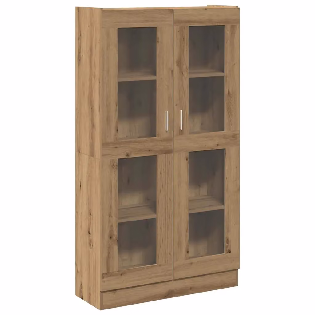 Berkfield Home Artisan Oak Highboard in Brown with Glass Doors, W: 82.5 cm, D: 30.5 cm, H: 150 cm – 2