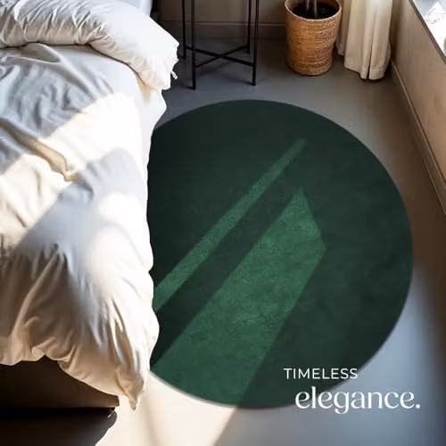 tectake Zonelle Round Fluffy Rug in Green, Washable and Allergy-Friendly Polyester Carpet, Diameter: 120 cm – 7