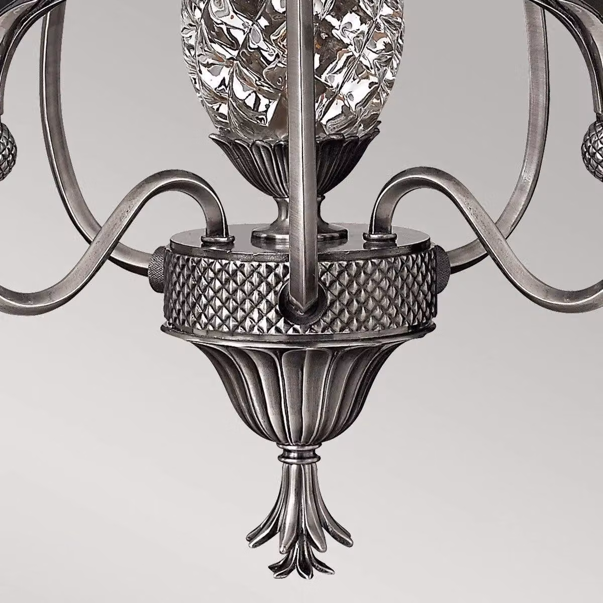 Netlighting Plantation Multi Arm 3 Light Ceiling Chandelier in Grey and Silver with Glass and Metal Details – 3