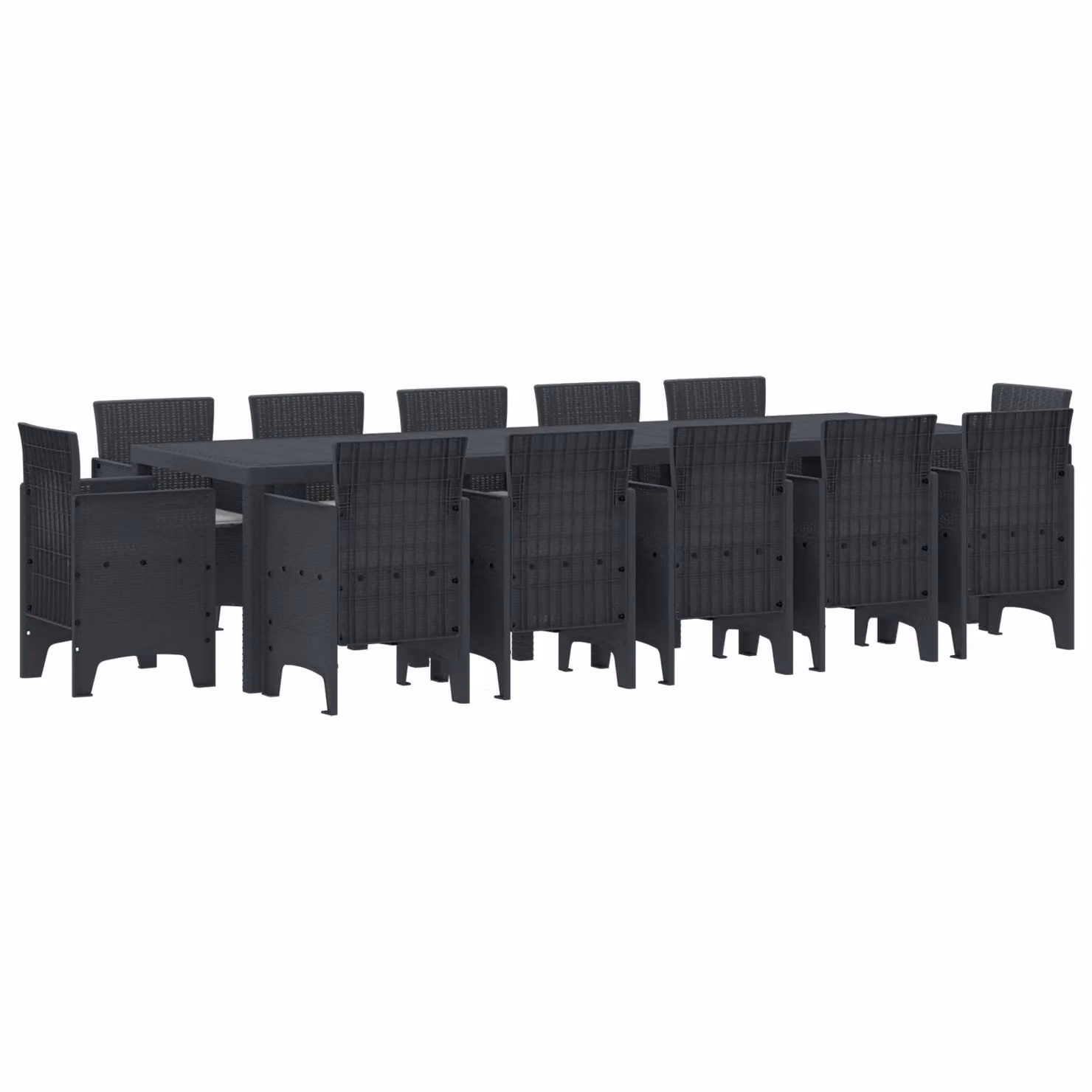Berkfield Home 13 Piece Anthracite Poly Rattan Garden Dining Set with Cushions – 2