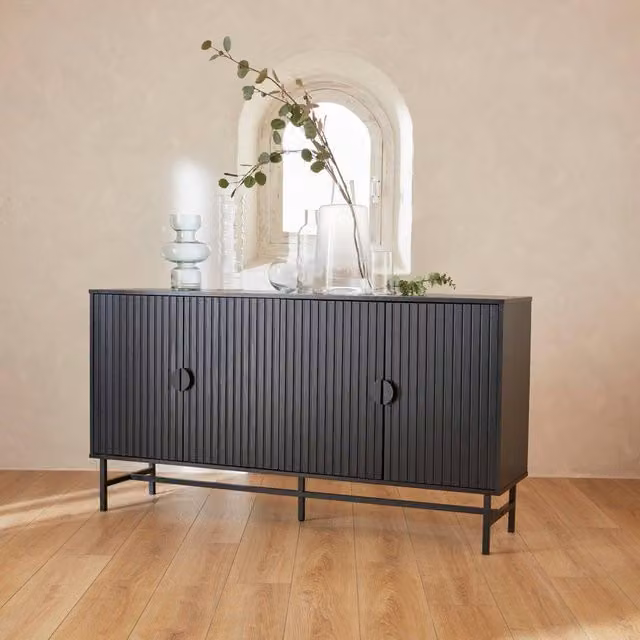 Sweekeek Industrial Sideboard Cabinet in Black with Two Doors and One Shelf – 1