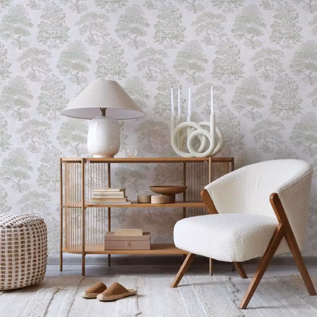 Superfresco Elmwood Trees Wallpaper in Sage Green