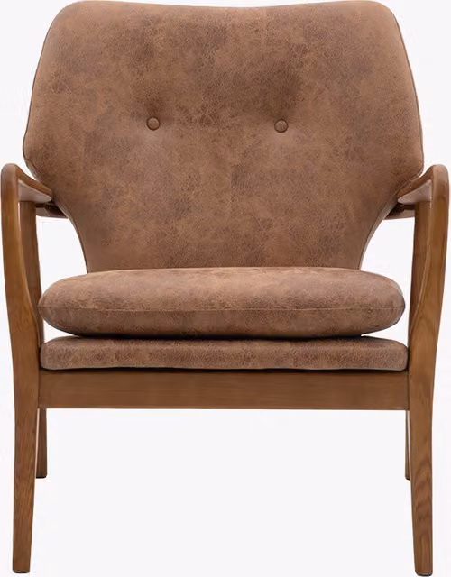 Perch & Parrow Jean Mid-Century Leather Armchair in Brown