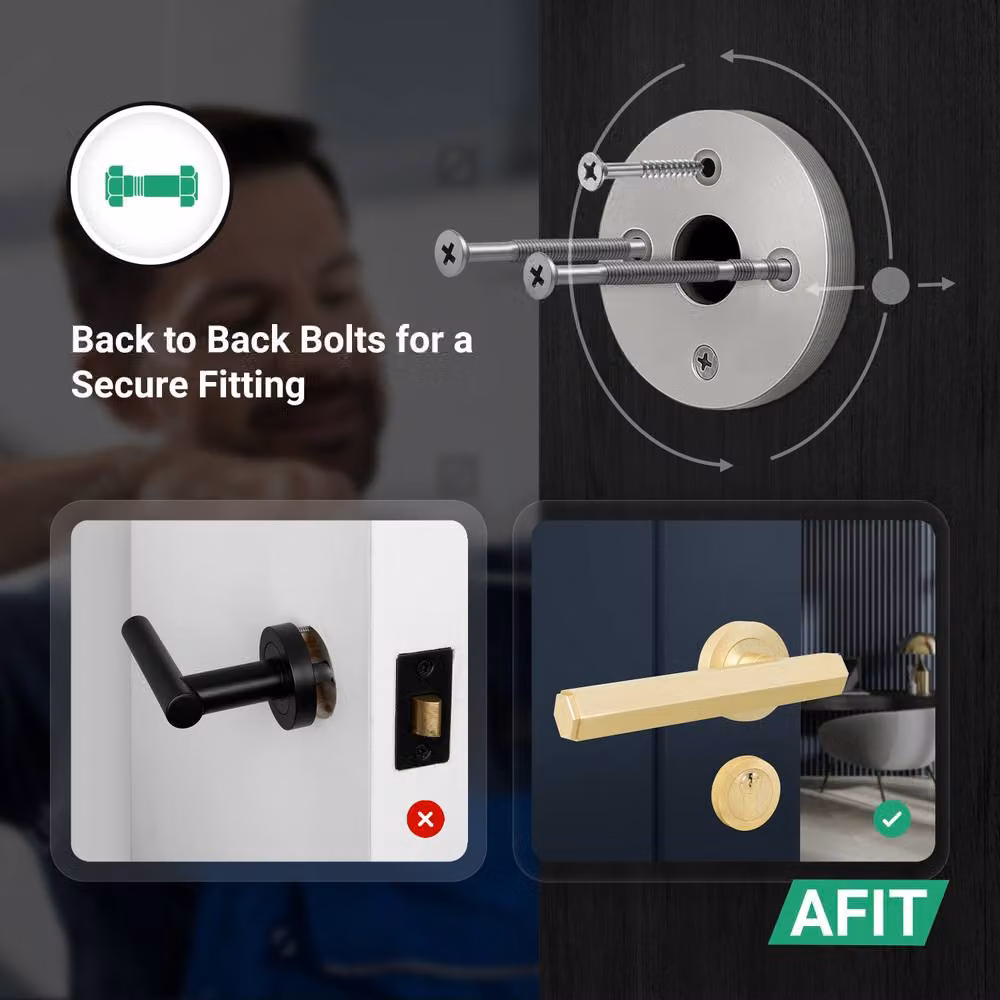 AFIT Gold Brass Fire Door Handle Set with Euro Lock Thumbturn Cylinder and Hinges, W/D/H: 15 x 15 x 15 cm – 3