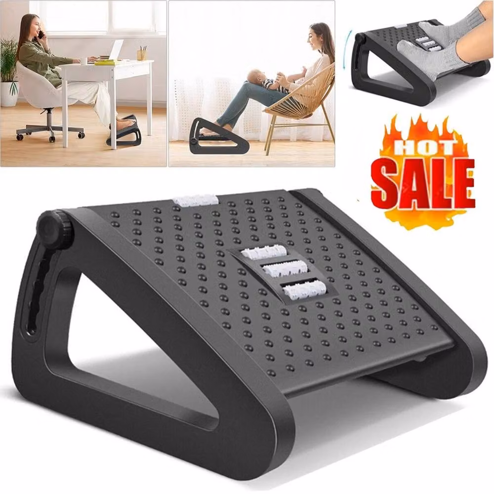 NESTLUNE Adjustable Ergonomic Office Foot Rest Under Desk in Black, W: 100 cm, D: 15 cm, H: 19 cm – 6