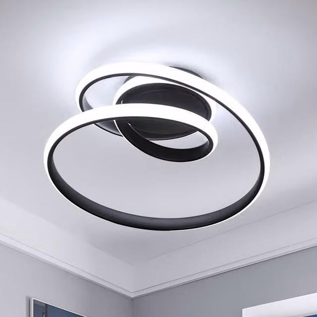 Pheashine Black Modern LED Ceiling Light, 36W 6500K Cool White Metal Fixture – 1
