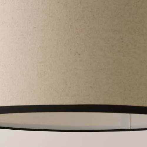 ValueLights Eva Natural Linen Drum Light Shade with Black Trim, Beige and Black, Diameter: 35 cm, Height: 20 cm – 3
