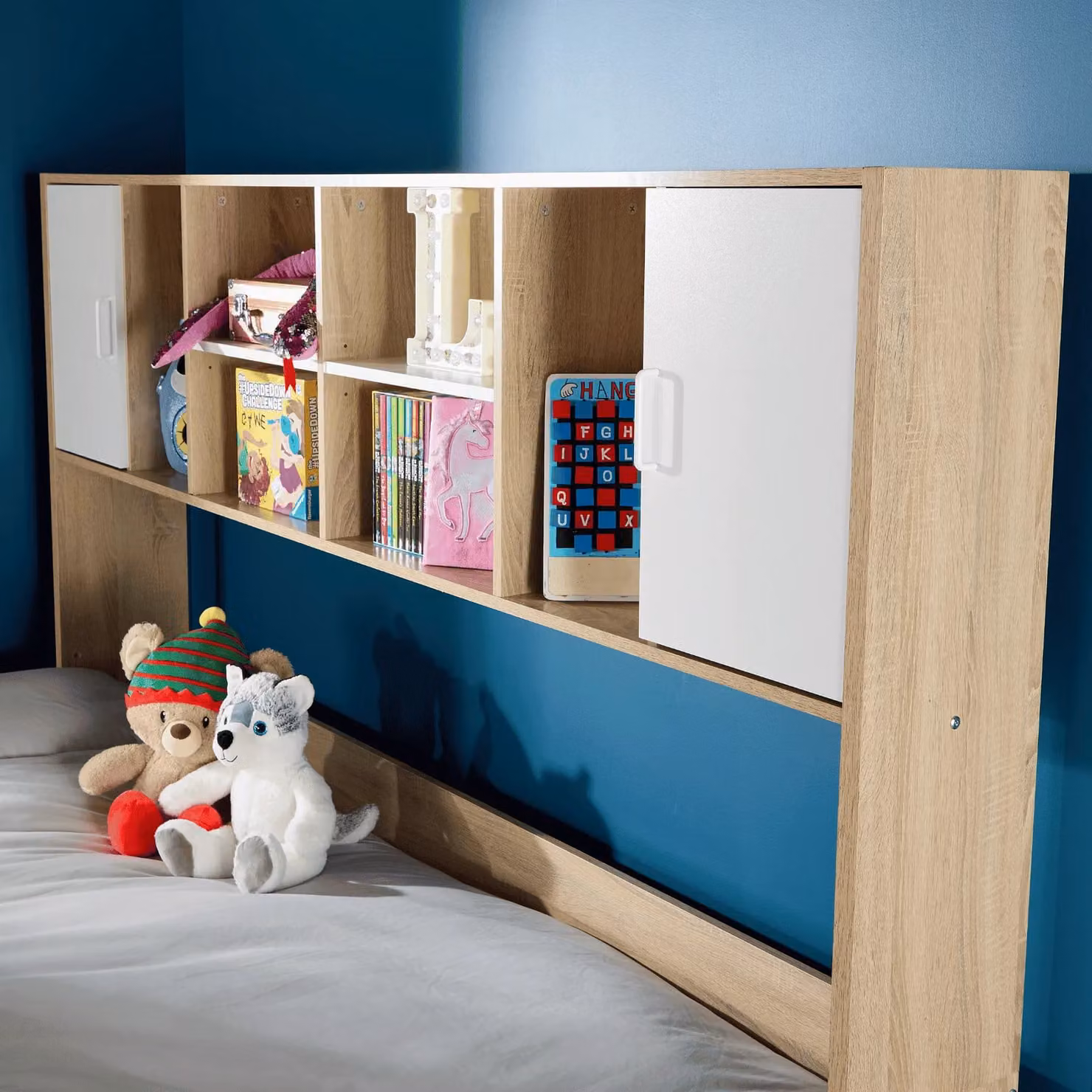 Home Source Cabin Loft Single Bed with Integrated Storage Shelves and Hidden Desk in White – 4