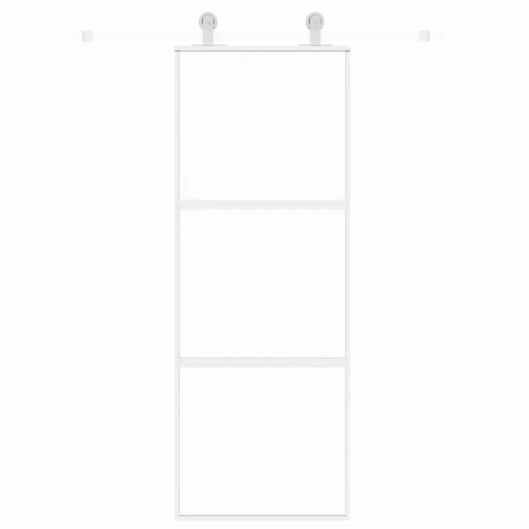 Berkfield Home Modern Sliding Door in White and Black with Tempered Glass and Aluminium, W: 76 cm, H: 205 cm