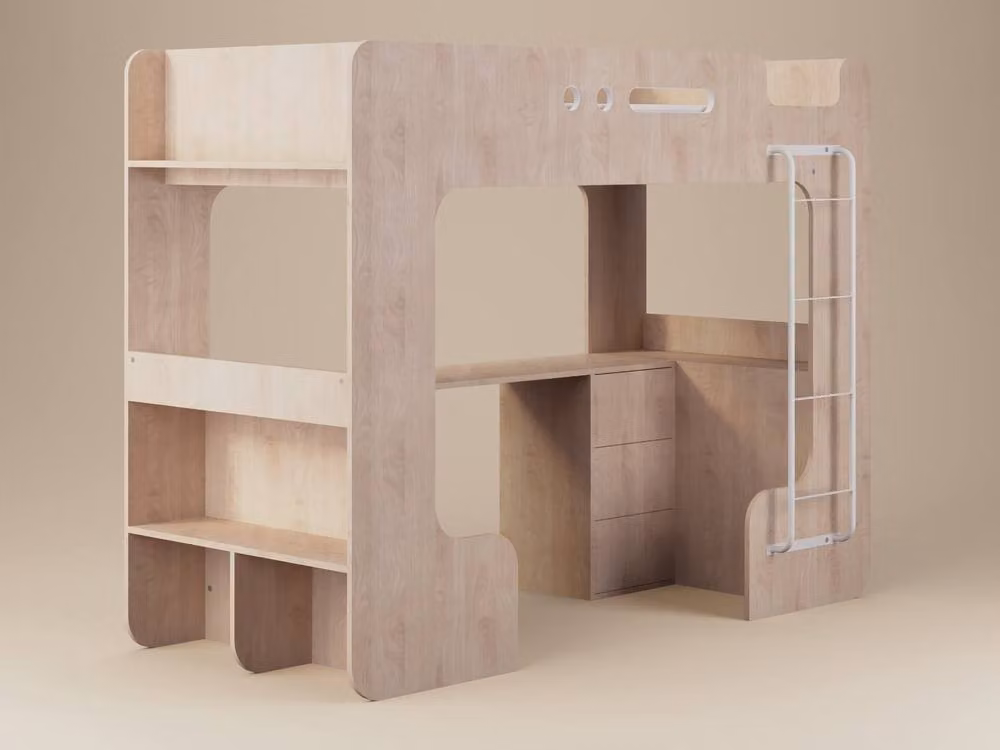 Flair Jaxx Single High Sleeper with Desk and Drawers in Light Oak – 2