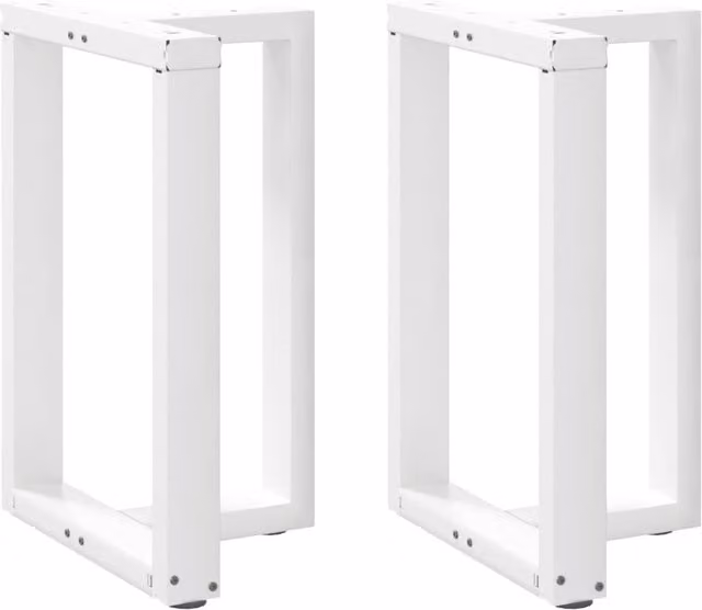 Berkfield Home T-Shaped Dining Table Legs, 2 Piece Set, White Matt Steel, W: 50 cm, D: 35 cm, H: 72-73 cm