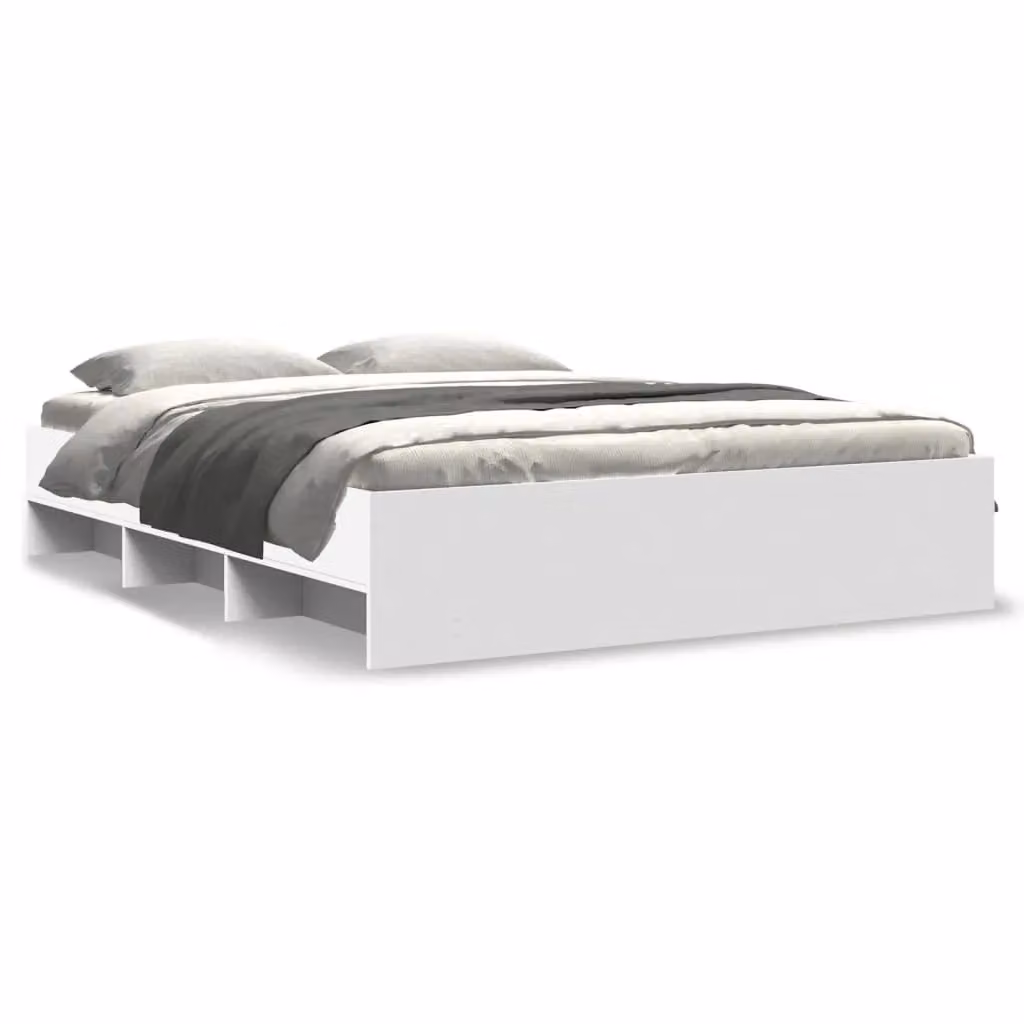 Berkfield Home King Size Bed Frame in White, Engineered Wood, W/D/H: 150 x 200 cm – 2