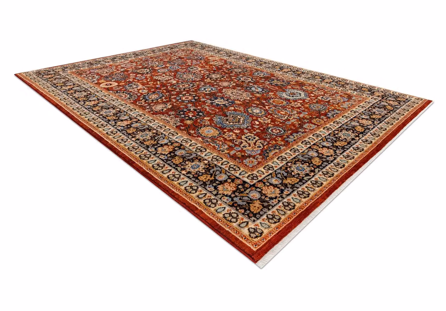 RugsX Red Wool Oriental Keshan Rectangular Rug W: 80 cm, L: 145 cm – 2