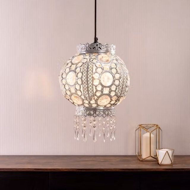ValueLights Bazaar Moroccan Style Silver Lantern Pendant Ceiling Lamp Shade – 1
