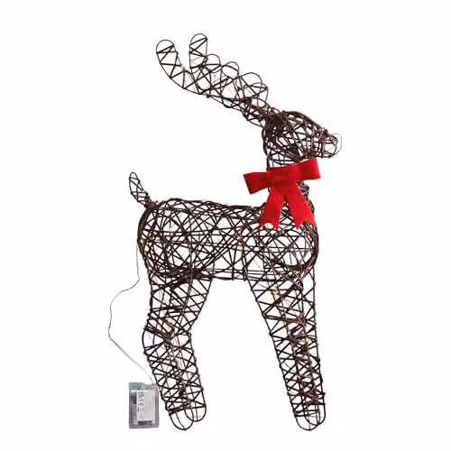 Samuel Alexander Brown Battery Operated Christmas Reindeer with Red Bow and White LEDs, 60 cm – 3