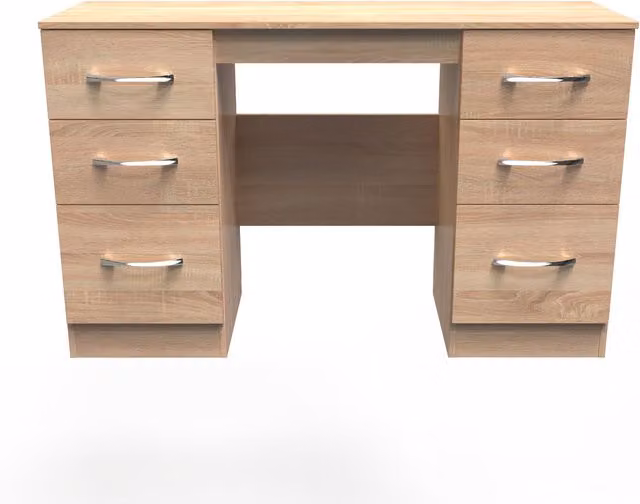 2 U Hampshire 6 Drawer Kneehole Desk in Light Oak, Ready Assembled – 1