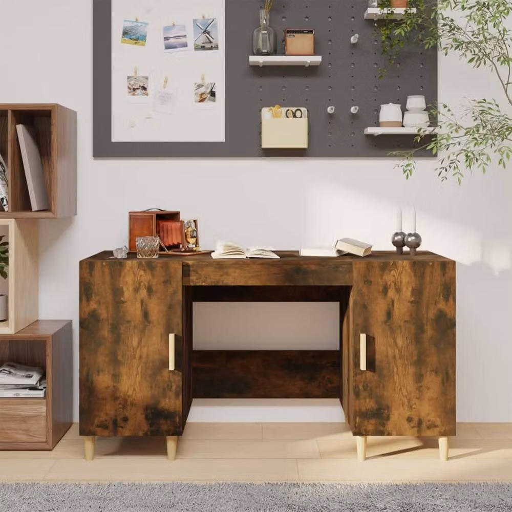 Berkfield Home Computer Desk in Smoked Oak Brown, W/D/H: 140 x 50 x 75 cm – 2