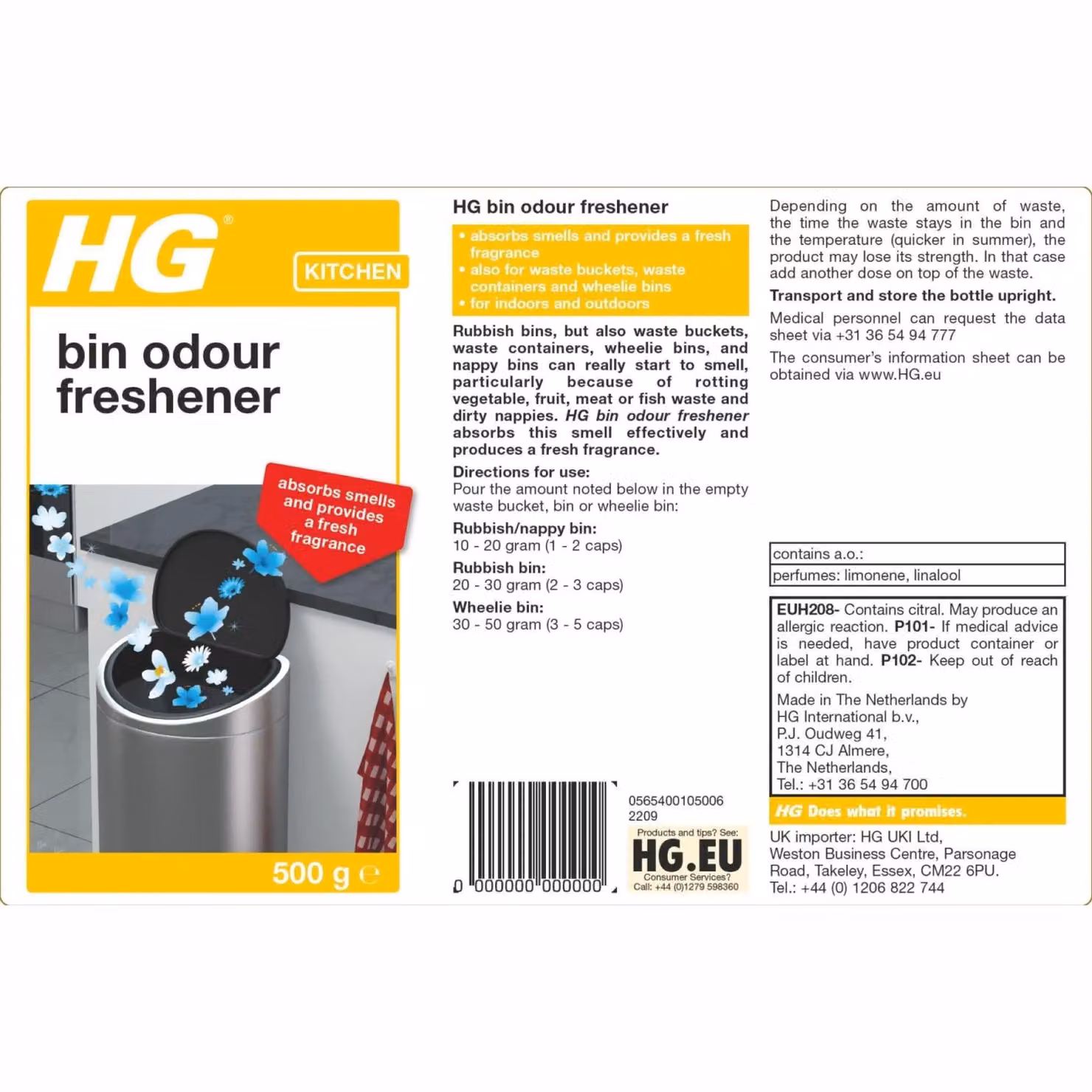 HGL HG Bin Odour Freshener, 500 g, White – 2