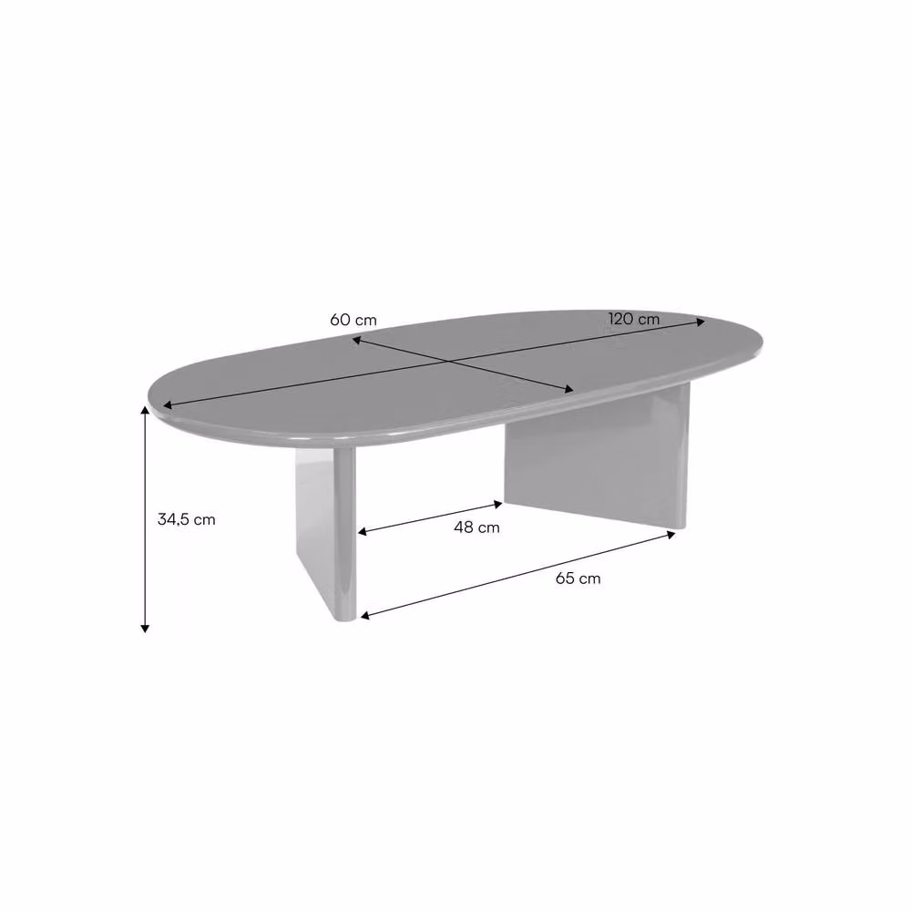 sweeek Modern Oval Coffee Table with Glossy Finish in Beige, W/D/H: 60 x 60 x 34.5 cm – 2