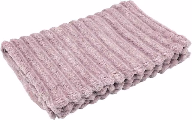 Livingandhome Reversible Fluffy Striped Throw Blanket, Purple, W: 230 cm, D: 200 cm