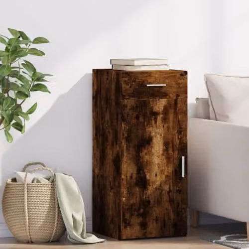 vidaXL Modern Sideboard in Smoked Oak, Brown Engineered Wood, W/D/H: 40.0 x 42.5 x 93.0 cm – 2