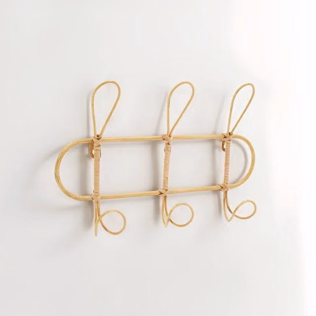 Orsina Three Hook Bamboo Hanger in Gold, Brown or Beige