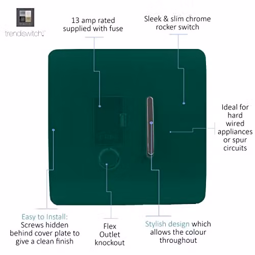 Trendi Switch Single 13 Amp Fused Spur with Flex Outlet in Dark Forest Green – 2