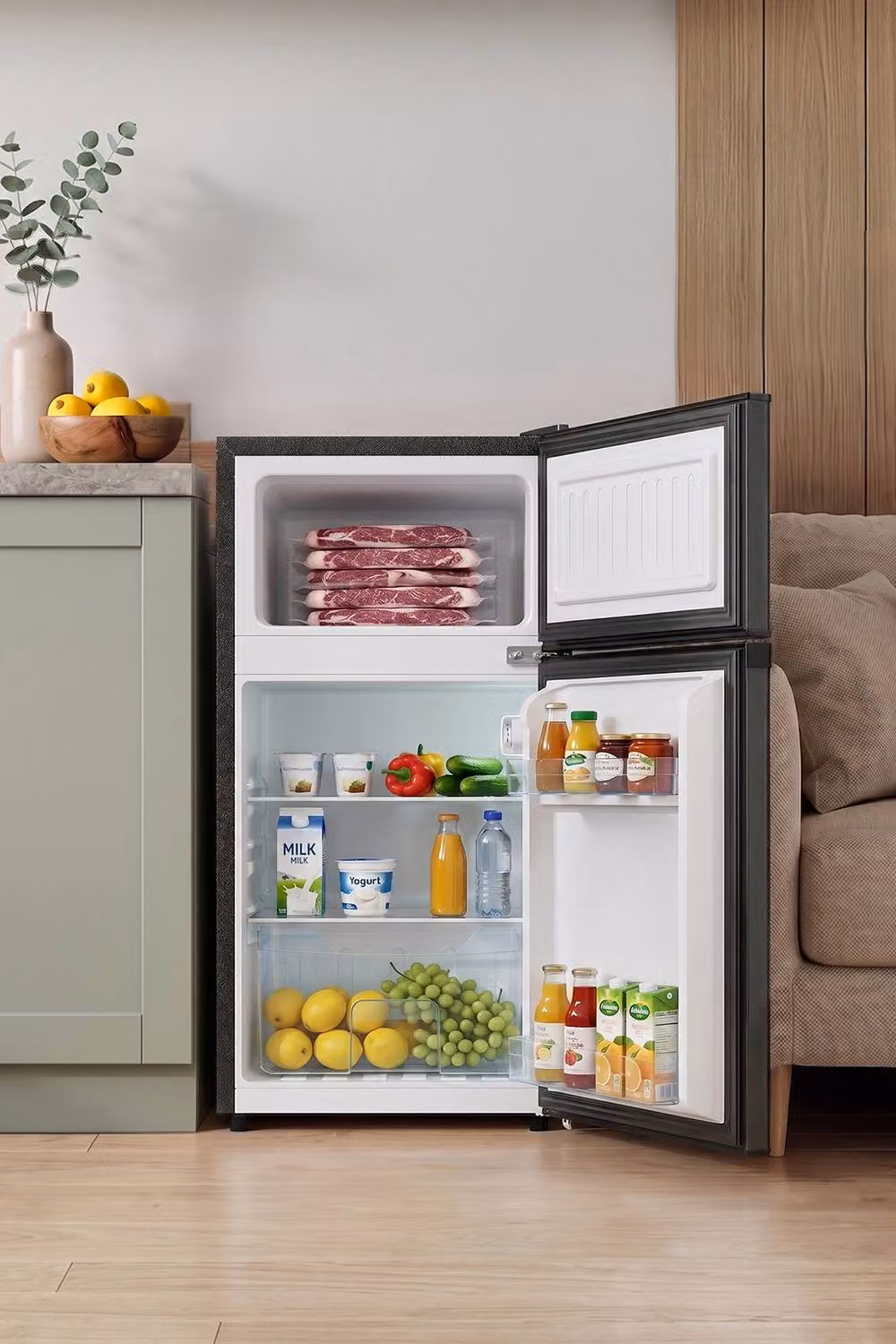 Living and Home 89L Freestanding Top Freezer Fridge in Black – 2