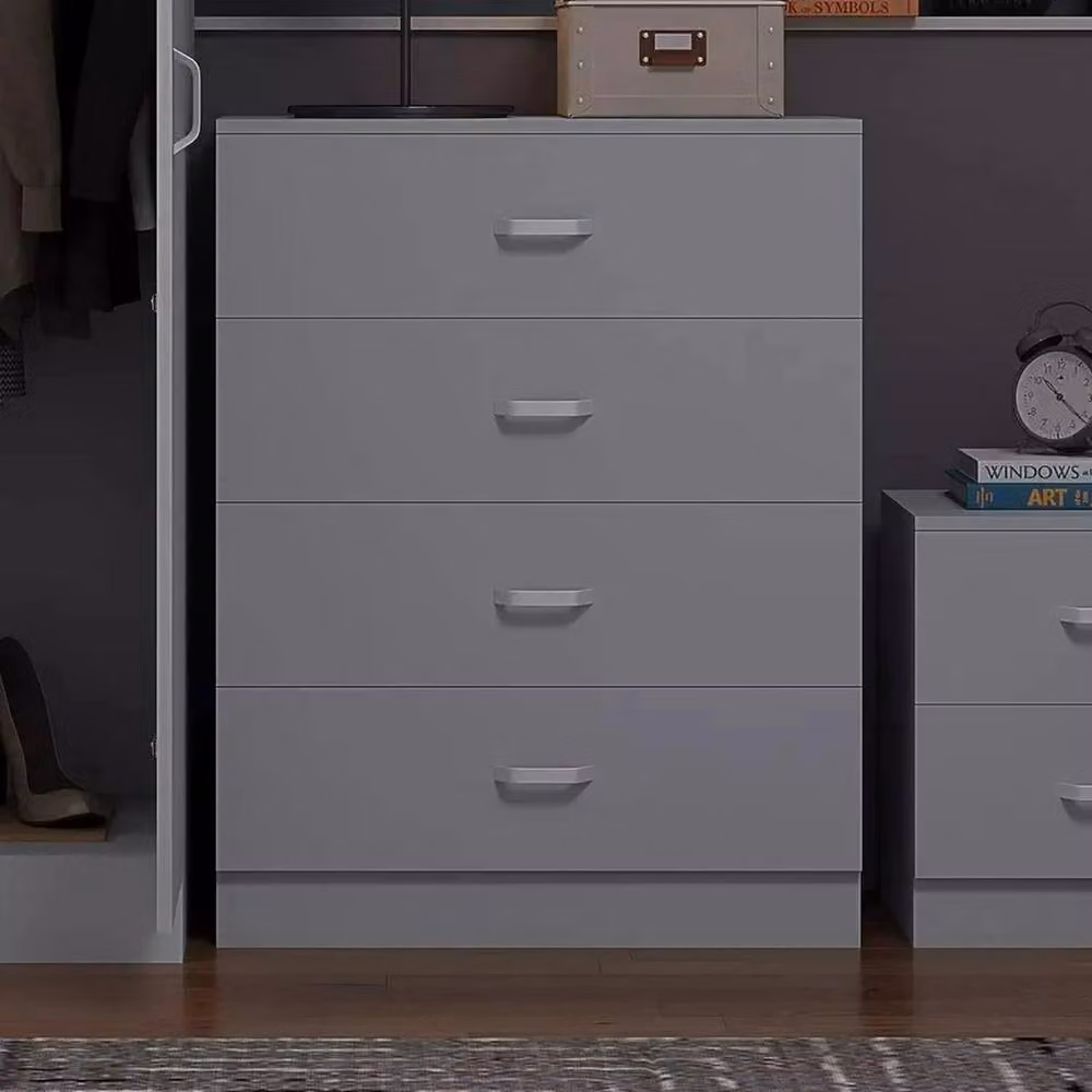 FORGEVIO 4 Drawer Chest of Drawers in Grey with Matt Metal T-Bar Handles – 3