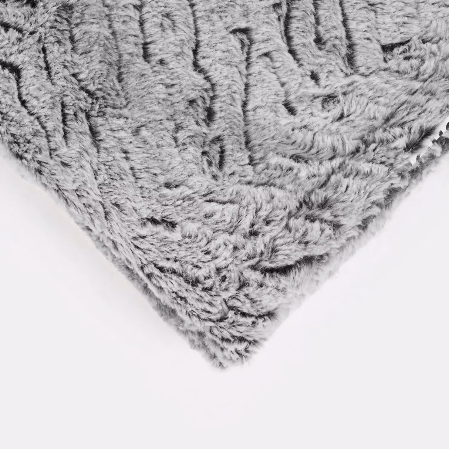 OHS Two Tone Faux Fur Fleece Throw, Grey, W: 125 cm, D: 150 cm – 3