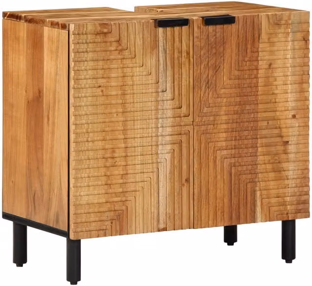 Berkfield Home Modern Bathroom Sink Cabinet in Brown Solid Acacia Wood W/D/H: 62 x 33 x 58 cm – 1
