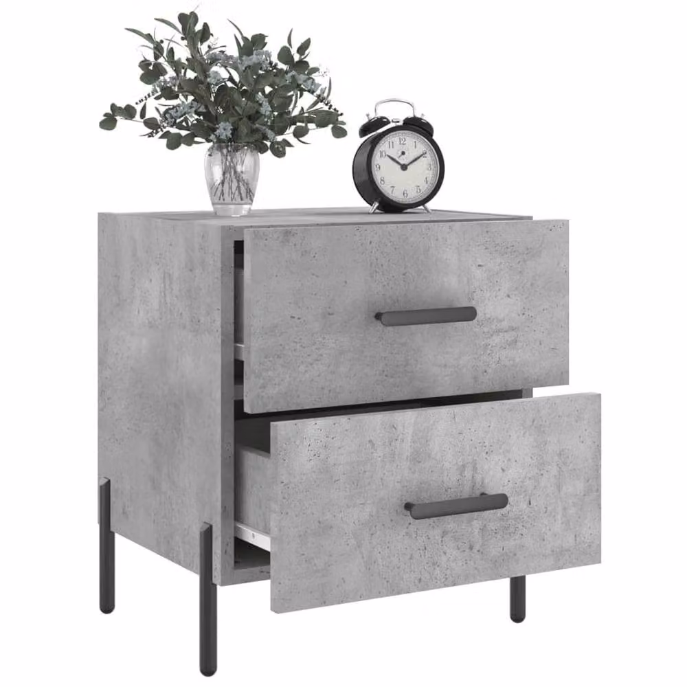 Berkfield Home Bedside Cabinet in Concrete Grey, W/D/H: 40 x 35 x 47.5 cm – 3