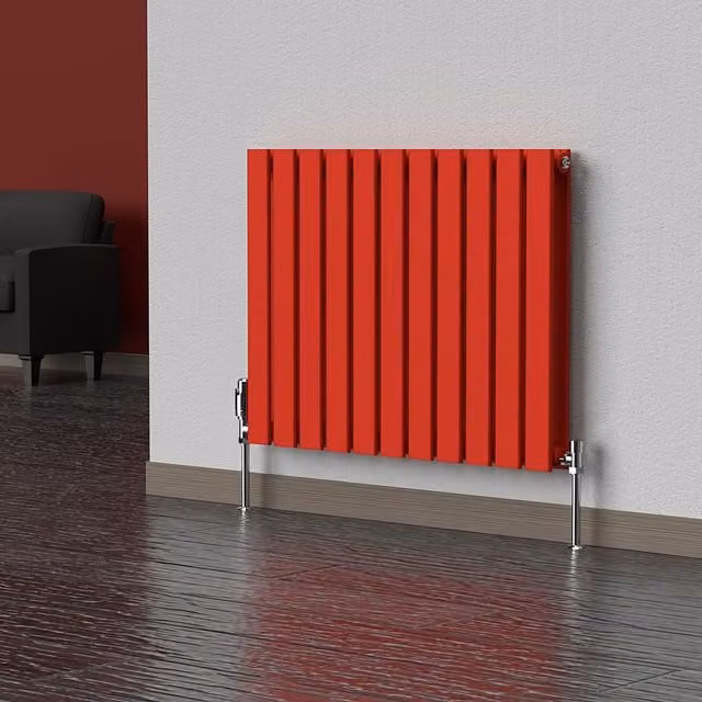 Lux Heat Flat Horizontal Double Steel Radiator in Poppy Red, W: 60.0 cm, H: 77.0 cm