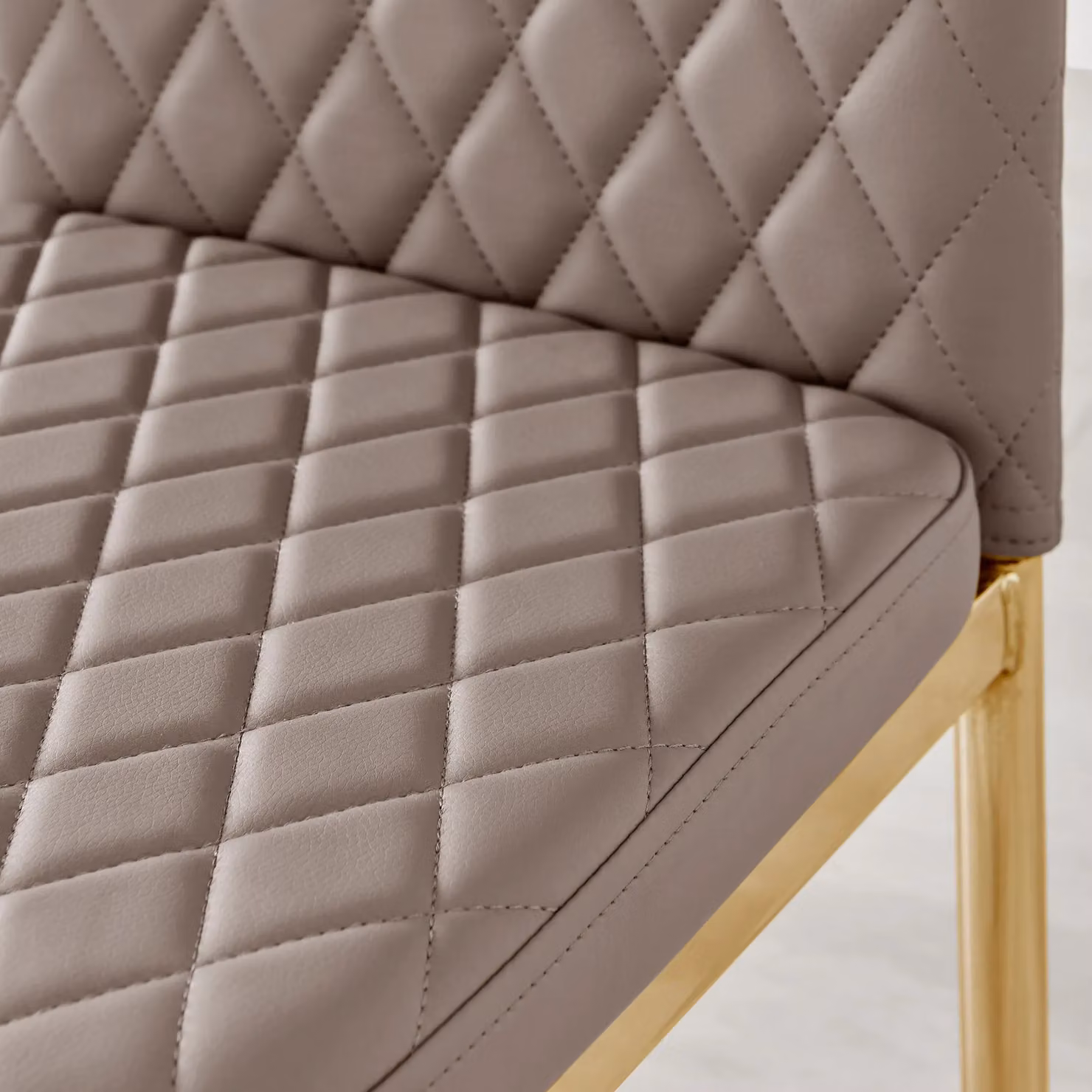 FurnitureboxUK Set of 6 Milan Modern Diamond Pattern Faux Leather Dining Chairs in Grey with Gold Legs – 2