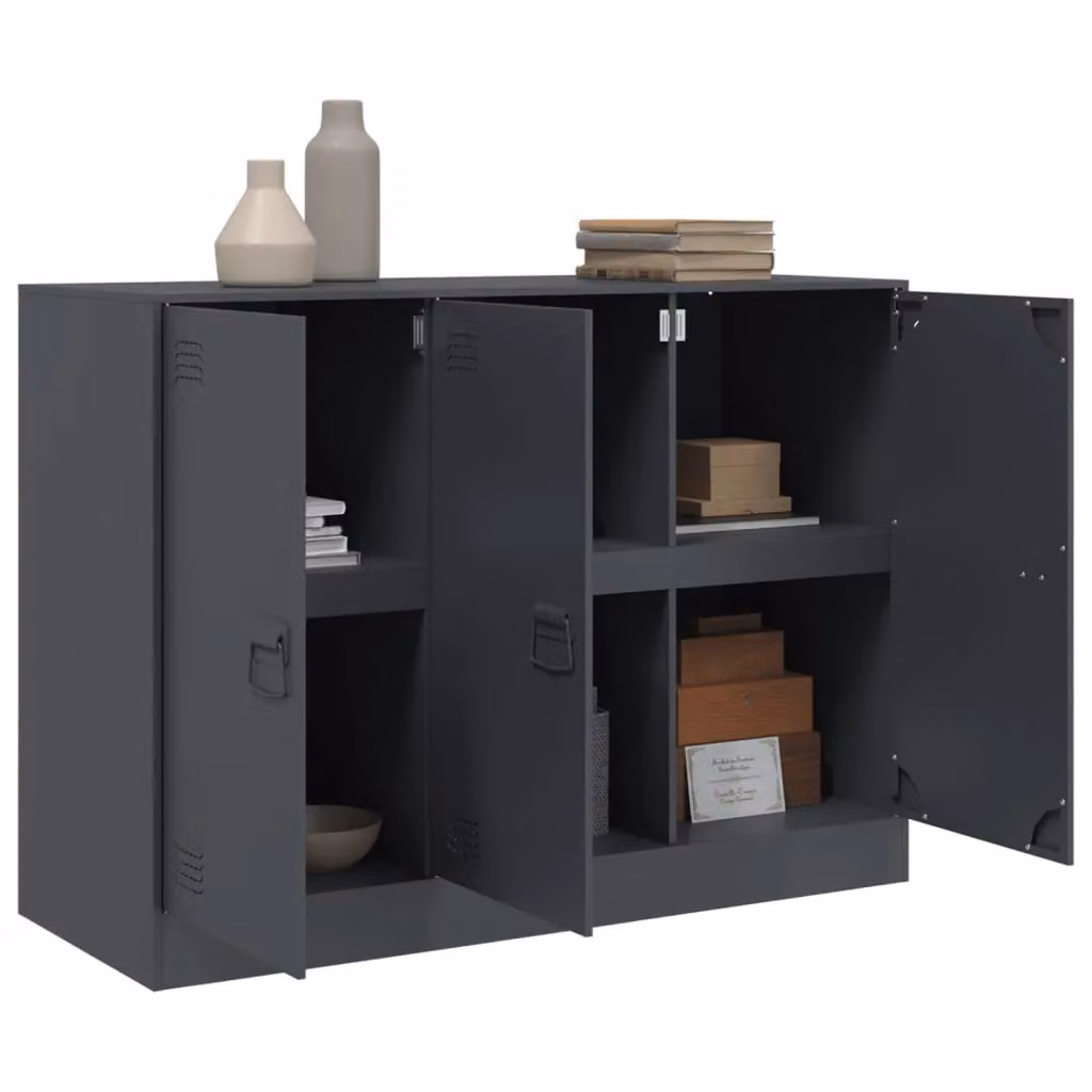 Berkfield Home Industrial Anthracite Metal Sideboard with Lock, W/D/H: 99 x 39 x 73 cm – 3