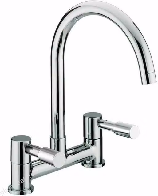 Ventryn Modern Dual Lever Chrome Kitchen Sink Mixer Taps with Swivel Spout in Silver