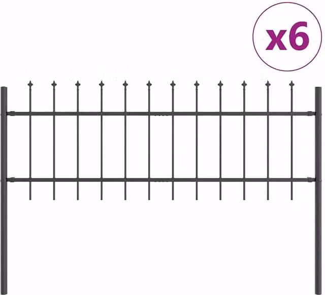 Berkfield Home Garden Fence Set of 6, Grey Powder-Coated Steel, H 170 cm x W 110 cm x D 6 cm