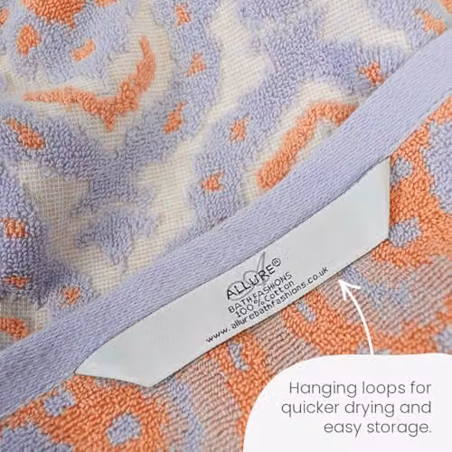 Allure Bath Fashions Ikat Design Cotton Bath Sheet in Purple, Orange and Coral, W: 90 cm, H: 150 cm – 3