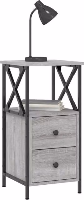 Berkfield Home Durable Bedside Cabinet in Grey Sonoma, W/D/H: 34 x 35.5 x 70 cm