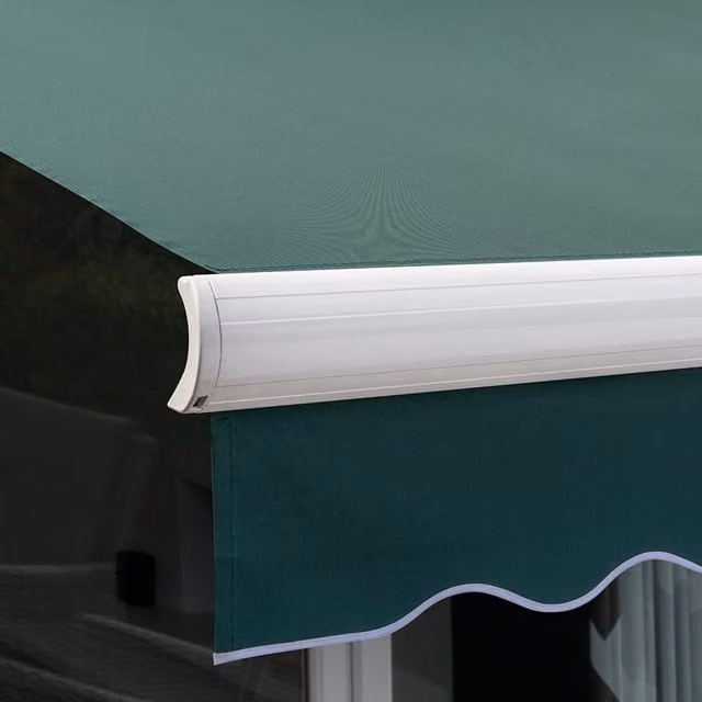Primrose Full Cassette Electric Patio Awning with 3.5m Canopy in Plain Green