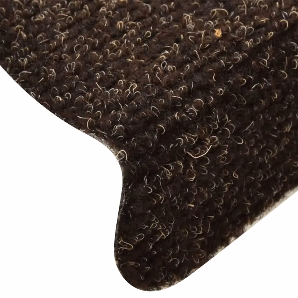 Berkfield Home Self-adhesive Needle Punch Stair Mats, 5 Pieces, Dark Brown, W: 65 cm, D: 21 cm, H: 4 cm – 3