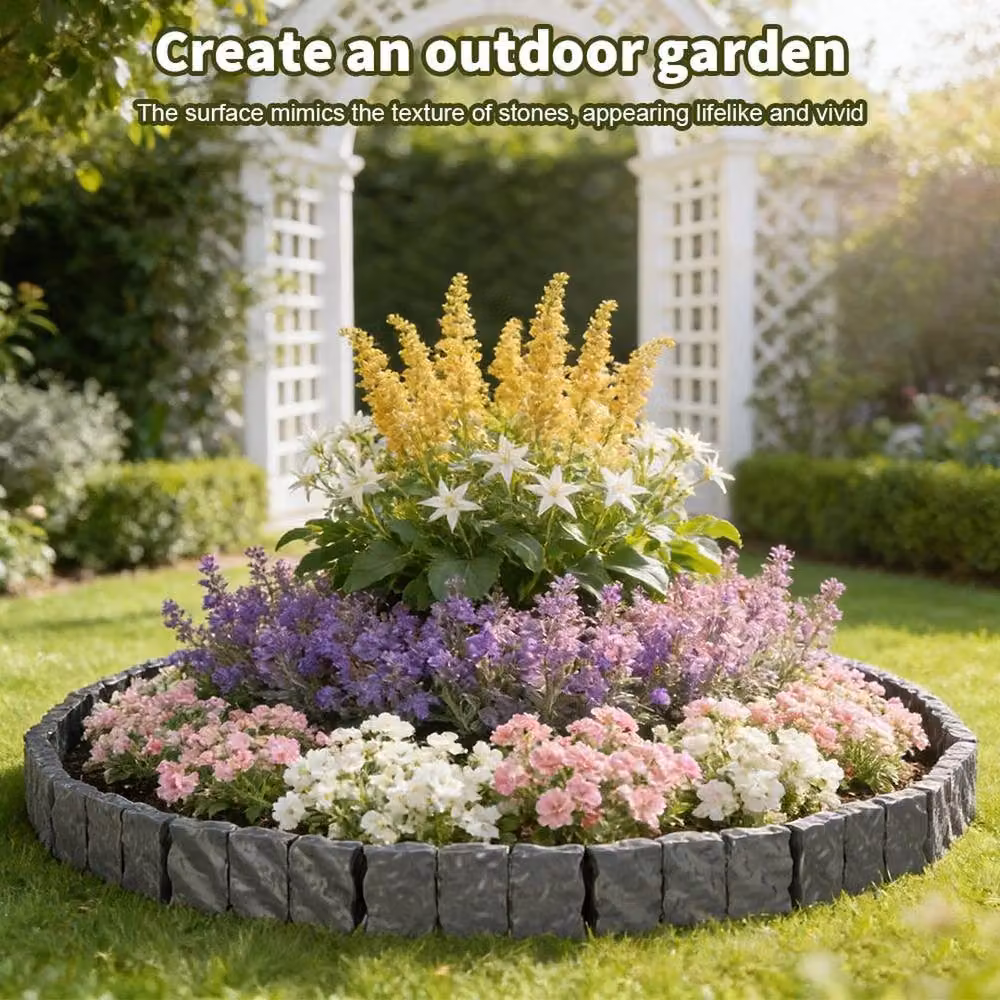 SPETLEK Grey Plastic Garden Edging Border, 30 Pieces – 5